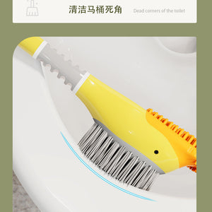Conjunto de Limpeza Doméstica com Escova de Banheiro de Silicone em Forma de Pato de Desenho Animado com Base para Limpeza de Vaso Sanitário