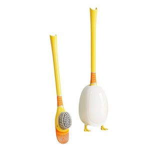 Conjunto de Limpeza Doméstica com Escova de Banheiro de Silicone em Forma de Pato de Desenho Animado com Base para Limpeza de Vaso Sanitário