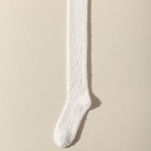 Meias de Veludo Coral Acima do Joelho Meias Femininas de Cano Longo Outono e Inverno Quentes Forradas de Pelúcia Espessas Yuezi Meias para Dormir em Casa