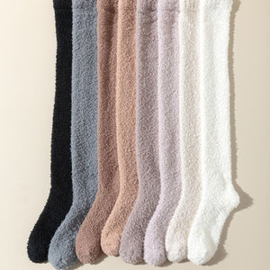 Meias de Veludo Coral Acima do Joelho Meias Femininas de Cano Longo Outono e Inverno Quentes Forradas de Pelúcia Espessas Yuezi Meias para Dormir em Casa