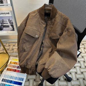cleanfit Jaqueta de Veludo Cotelê de Perfil Curto para Homens, Roupas de Inverno Espessas de Beisebol, Jaqueta Antiga com Almofadado