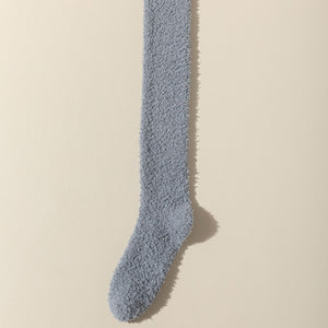 Meias de Veludo Coral Acima do Joelho Meias Femininas de Cano Longo Outono e Inverno Quentes Forradas de Pelúcia Espessas Yuezi Meias para Dormir em Casa