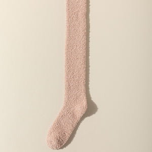 Meias de Veludo Coral Acima do Joelho Meias Femininas de Cano Longo Outono e Inverno Quentes Forradas de Pelúcia Espessas Yuezi Meias para Dormir em Casa