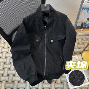 cleanfit Jaqueta de Veludo Cotelê de Perfil Curto para Homens, Roupas de Inverno Espessas de Beisebol, Jaqueta Antiga com Almofadado
