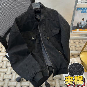cleanfit Jaqueta de Veludo Cotelê de Perfil Curto para Homens, Roupas de Inverno Espessas de Beisebol, Jaqueta Antiga com Almofadado