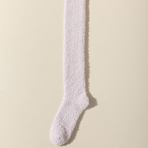 Meias de Veludo Coral Acima do Joelho Meias Femininas de Cano Longo Outono e Inverno Quentes Forradas de Pelúcia Espessas Yuezi Meias para Dormir em Casa