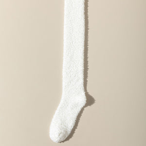 Meias de Veludo Coral Acima do Joelho Meias Femininas de Cano Longo Outono e Inverno Quentes Forradas de Pelúcia Espessas Yuezi Meias para Dormir em Casa