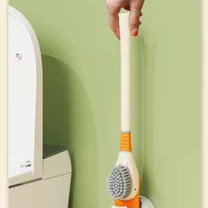 Conjunto de Limpeza Doméstica com Escova de Banheiro de Silicone em Forma de Pato de Desenho Animado com Base para Limpeza de Vaso Sanitário