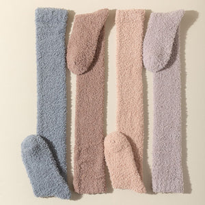 Meias de Veludo Coral Acima do Joelho Meias Femininas de Cano Longo Outono e Inverno Quentes Forradas de Pelúcia Espessas Yuezi Meias para Dormir em Casa