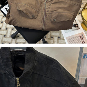 cleanfit Jaqueta de Veludo Cotelê de Perfil Curto para Homens, Roupas de Inverno Espessas de Beisebol, Jaqueta Antiga com Almofadado