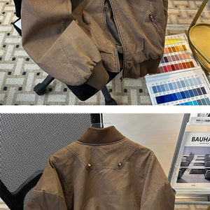 cleanfit Jaqueta de Veludo Cotelê de Perfil Curto para Homens, Roupas de Inverno Espessas de Beisebol, Jaqueta Antiga com Almofadado