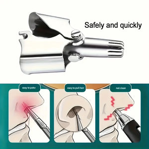 LISI Aparador de Pelos de Nariz Manual Lavável e Portátil para Homens e Mulheres, Aparador de Pelos de Ouvido à Prova d'Água em Aço Inoxidável com Escova de Limpeza