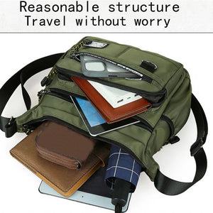 Bolsa transversal masculina com bolsos de múltiplas camadas, alça de ombro ajustável, bolsa de ombro única para negócios