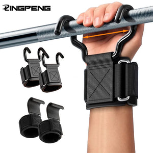 Ganchos de Levantamento de Peso com Envolvimentos para Pulso, Alça de Barra de Mão, Faixa de Pulso para Academia, Ganchos de Fitness, Faixa de Peso para Pull-Ups, Luvas de Levantamento de Potência