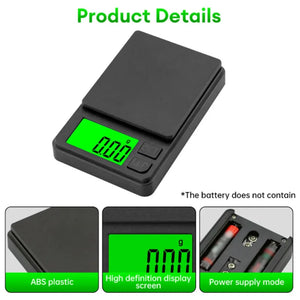 Balança de Precisão de Bolso 1000g X 0,1g - Balança Digital para Gramas, Alimentos, Joias, Onças/Grãos com LCD Retroiluminado - Mini Balança para Viagem
