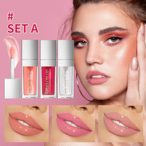 Conjunto de Óleo Labial Hidratante Jelly de Cristal Gloss Labial Volumizador Maquiagem Gloss Labial Sexy Óleo Iluminador Labial Tinta Volumizadora