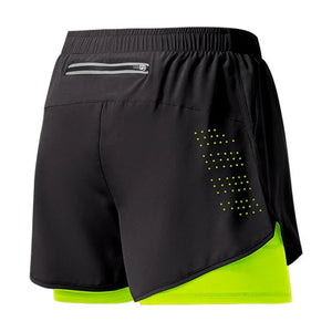 Calções de Corrida Masculinos Secagem Rápida Fitness Pretos de Dupla Camada para Homens Novos para Treino de Esportes e Musculação