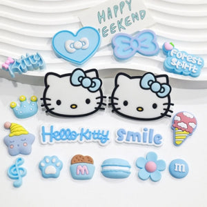Decorações de Tamancos de Cartoon Hello Kitty DIY Série Azul, Charms de Sapatos, Fivelas, Acessórios Destacáveis para Meninas e Mulheres, Presentes de Natal