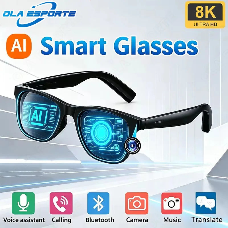 Novos Óculos Inteligentes com Controle de Câmera 2025 Óculos de Sol para Música Fones de Ouvido Bluetooth Sem Fio para Chamadas Óculos de Áudio HIFI para Android