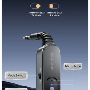 Receptor Transmissor de Áudio Bluetooth 5.1 Essager 3.5MM 3.5 AUX Com Microfone Adaptador Sem Fio de Música Estéreo Para PC TV Alto-falantes de Carro