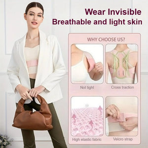Cinto Corretor de Postura Respirável e Invisível Ajustável Corrige Postura Cinto de Suporte para Costas Colar Cervical Treinamento de Postura