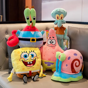 Boneco de Pelúcia Anime Spongebob Peluches Boneco Squarepants Patrick Star Squidward Eugene Krabs Gary Kawaii Brinquedo de Pelúcia de Desenho Animado