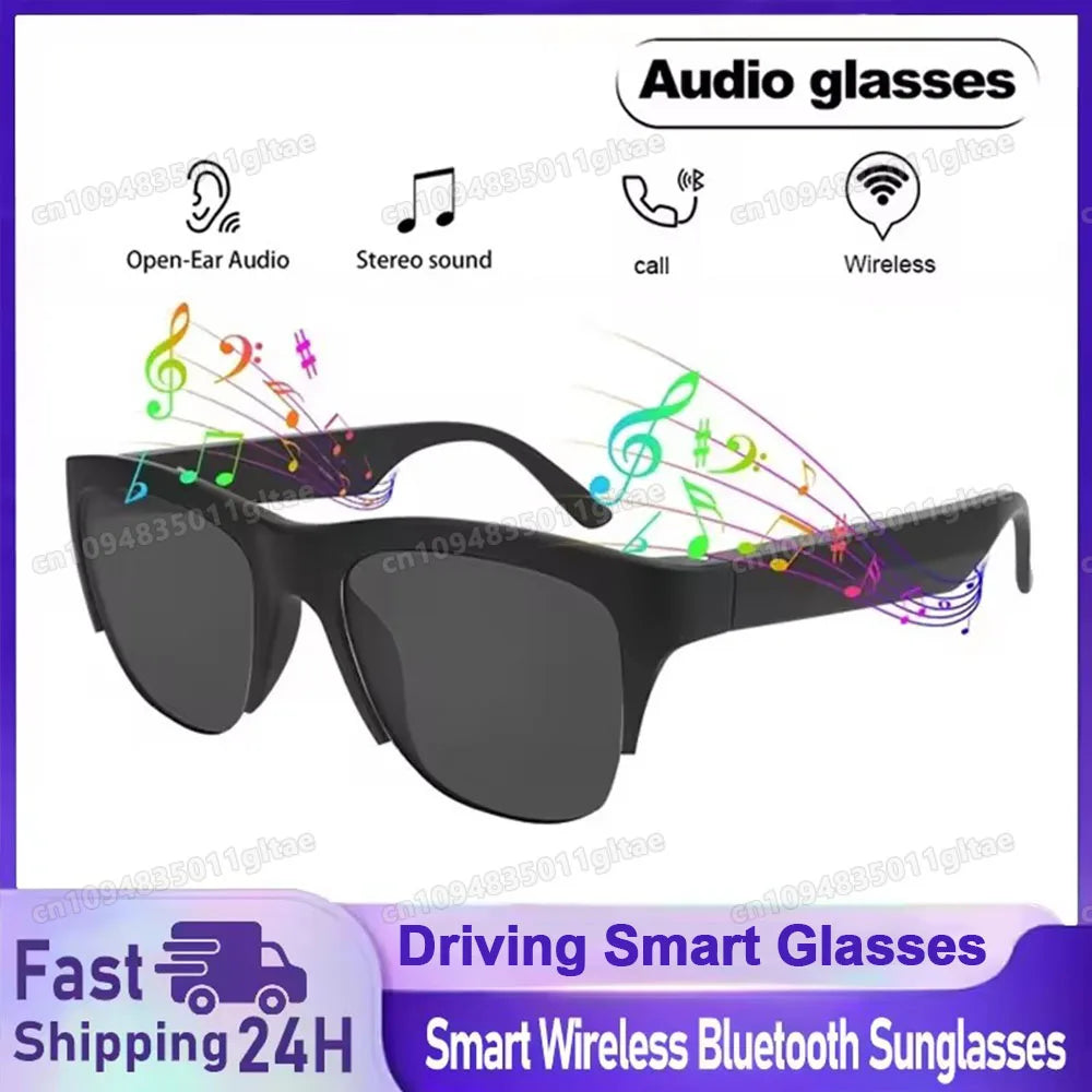 Novos Óculos de Sol Inteligentes Bluetooth V5.3 Chamadas Fones de Ouvido para Esportes ao Ar Livre HIFI Tecnologia Preta Anti-toque UV Para Homens e Mulheres