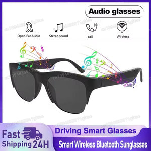 Novos Óculos de Sol Inteligentes Bluetooth V5.3 Chamadas Fones de Ouvido para Esportes ao Ar Livre HIFI Tecnologia Preta Anti-toque UV Para Homens e Mulheres