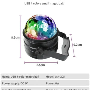 Luz de Disco LED RGB para Palco, Bola DJ Rotativa, Estroboscópio com Controle de Som, Dança Mágica, Carro de Natal, Presente de Festa, Lâmpada de Show a Laser para Festa em Clube
