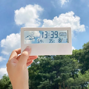 Estação Meteorológica de Casa com Relógio Eletrônico, Medidor de Temperatura e Umidade, Alarme, Termômetro LED, Termo-Higrômetro Multifuncional