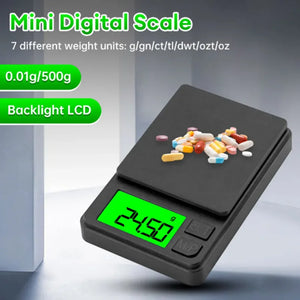 Balança de Precisão de Bolso 1000g X 0,1g - Balança Digital para Gramas, Alimentos, Joias, Onças/Grãos com LCD Retroiluminado - Mini Balança para Viagem