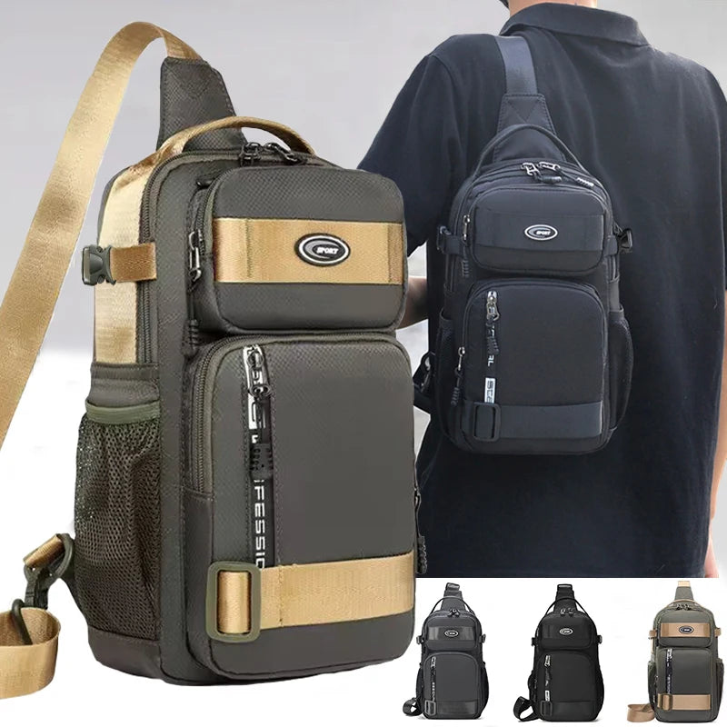 Mochila de ciclismo para homens, bolsa de peito masculina, bolsa de ombro casual para homens, bolsa transversal leve e de grande capacidade