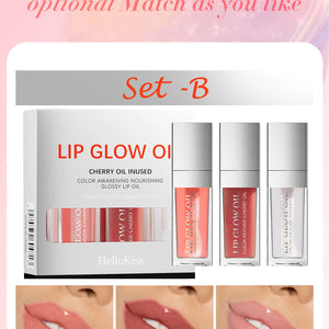 Conjunto de Óleo Labial Hidratante Jelly de Cristal Gloss Labial Volumizador Maquiagem Gloss Labial Sexy Óleo Iluminador Labial Tinta Volumizadora