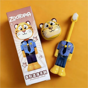Escova de Dentes Escalável Disney Zootopia Figuras de Anime Fofas Nick e Judy Escova de Dentes Transformável com Cerdas Macias Cerdas Finas Presentes para Crianças