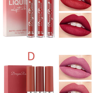 Conjunto de 3 PCS de Batons Líquidos de Longa Duração para Mulheres Cosméticos de Beleza Coreana Batons Matte à Prova d'Água Longa Duração