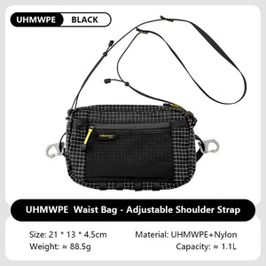 HIKEMAN Dyneema Fiber Waist Pack 1.1L Impermeável UltraLeve Multi Bolso para Ciclismo Corrida Caminhada Camping Esportes ao Ar Livre