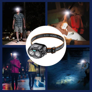 Lanterna de Cabeça LED Poderosa IPX4 à Prova d'Água Lanterna de Emergência 250LM Lanterna de Cabeça LED XPE 500mAh para Pesca, Camping e Caminhadas ao Ar Livre
