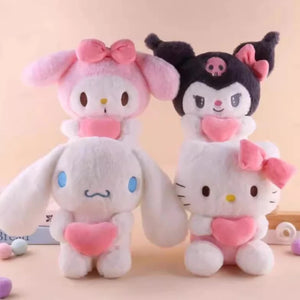 22cm Sanrio Hello Kitty Kuromi Almofada KT Brinquedo de Pelúcia Meninas Animais de Pelúcia Macios Coração My Melody Cinnamoroll Boneca de Pelúcia Presentes