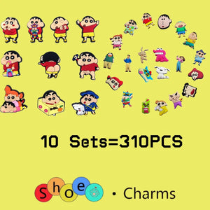 10/21Pcs Miniso Kawaii Anime Crayon Shin-Chan Fivelas para Sapatos Acessórios para Tamancos Charms de Sapatos de Desenhos Animados para Festa Presentes de Natal