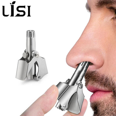 LISI Aparador de Pelos de Nariz Manual Lavável e Portátil para Homens e Mulheres, Aparador de Pelos de Ouvido à Prova d'Água em Aço Inoxidável com Escova de Limpeza