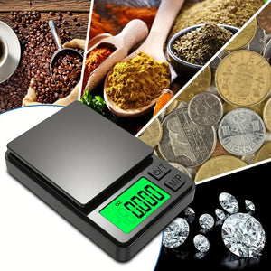 Balança de Precisão de Bolso 1000g X 0,1g - Balança Digital para Gramas, Alimentos, Joias, Onças/Grãos com LCD Retroiluminado - Mini Balança para Viagem