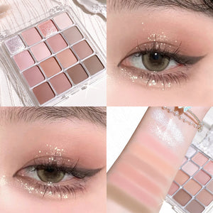Paleta de sombras mágicas de pôr do sol de dezesseis cores, pérola, mate, tons terrosos, maquiagem coreana