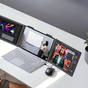 Monitor Portátil Duplo Amoudo de 14 Polegadas 1920*1080P IPS Monitor Triplo Portátil com Porta USB-C para Laptops de 14-16,5" Windows/Mac Xbox