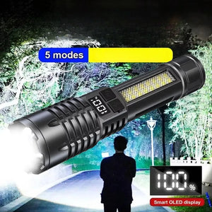 Lanterna Super Brilhante de 100000LM Lanterna Tática LED Recarregável de Longo Alcance para Camping ao Ar Livre, à Prova d'Água, Pesca