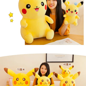 Brinquedos de Pelúcia Pokemon Pikachu de 25cm Kawaii Japão Anime Elfo Boneca de Pelúcia Macia e Fofa Boneca de Cartoon Pikachu Presente de Aniversário para Crianças Meninas