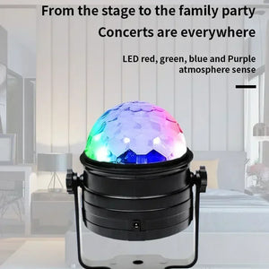 Luz de Disco LED RGB para Palco, Bola DJ Rotativa, Estroboscópio com Controle de Som, Dança Mágica, Carro de Natal, Presente de Festa, Lâmpada de Show a Laser para Festa em Clube