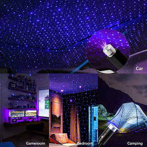 Luz de Teto Estrelado LED para Carro, Luz de Teto com Laser Estelar 5V USB, Projetor de Luz de Galáxia para Decoração de Teto de Quarto