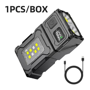 Lanterna LED Recarregável por USB MINI Portátil com Ímã na Cauda Luz de Trabalho Super Brilhante Lanterna de Camping Lateral COB Lanterna de Emergência