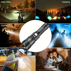Lanterna Super Brilhante de 100000LM Lanterna Tática LED Recarregável de Longo Alcance para Camping ao Ar Livre, à Prova d'Água, Pesca
