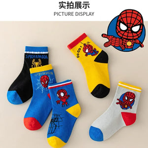 Kit 5 Pares de Meias Infantis Estampadas Estilo Herói